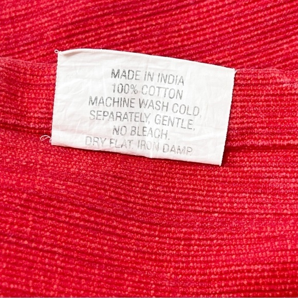 CRATE & BARREL Apple Red Textured 100% Cotton LAMONT Table Runner 115” X 13” - Picture 2 of 4